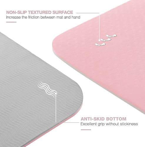 Yoga Mat Non Slip, Pilates Fitness Mats, Eco Friendly, Anti-Tear 1/4" Thick Yoga Mats for Women, Exercise Mats for Home Workout with Carrying Sling and Storage Bag thumbnail 2