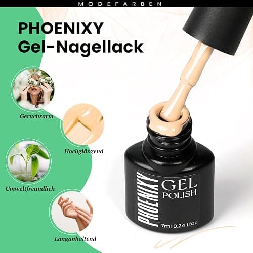 U V Nagellack, Phoenixy 54 Farben Gel Nagellack Set mit Base Top Matte Glitter Coat, Gel Nägel Set, Geschenke für Frauen Nail Art zu Hause thumbnail 4