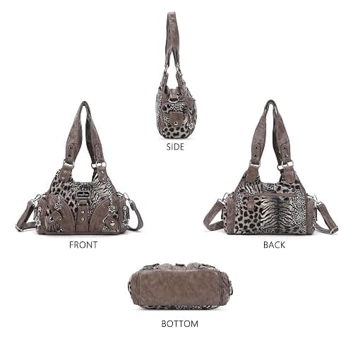 Angel Kiss Purses for Women Small Hobo Shoulder Bags Vagen Leather Multi-Pocket Tote Bag with Zipper thumbnail 7