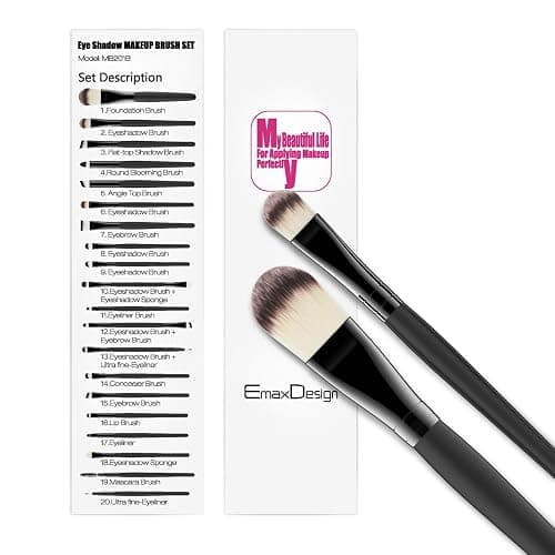 EmaxDesign 20 Pieces Makeup Brush Set Professional Face Eye Shadow Eyeliner Foundation Blush Lip Makeup Brushes Powder Liquid Cream Cosmetics Blending Brush Tool thumbnail 3