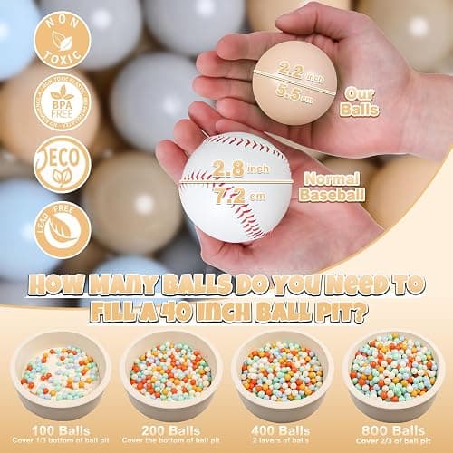 GOGOSO Ball Pits Balls for Toddlers Pack of 50 100 200 Plastics Shape Ball Non-Phthalate Non-BPA Non-Toxic 2.2-Inch Crush Proof Play Balls thumbnail 2