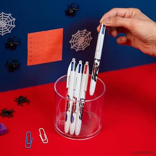 BIC 4-Color Retractable Ballpoint Pen with Marvel's Spider-Man Theme, Versatile Medium Point, 3-Count in Assorted Ink thumbnail 8