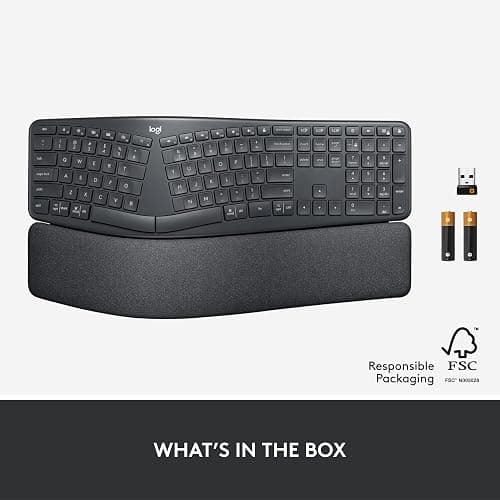 Logitech ERGO K860 Wireless Ergonomic Keyboard - Split Keyboard, Wrist Rest, Natural Typing, Stain-Resistant Fabric, Bluetooth and USB Connectivity, Compatible with Windows/Mac, Black thumbnail 11