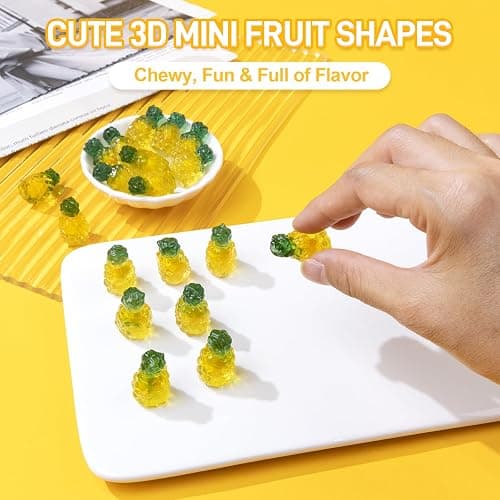 AMOS 4D Gummy Pineapple Burst Candy,Fruit-Shaped Gummies, Natural Flavor, 240g Individual Sharing Pack thumbnail 5
