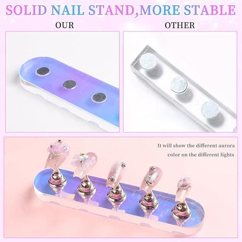 ANGNYA Nail Stands for Press Ons Fake Nail Holder for Painting Nails Art | 2 Sets, 96Pcs Sticky Tapes, Iridescent Color, Strong Magnetic, Sturdy and Easy to Use, Good for Nail Display and Practice thumbnail 5