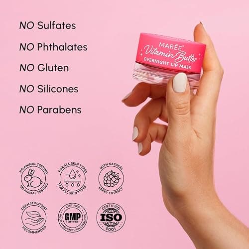 MAREE Lip Mask Overnight - Lip Moisturizer For Very Dry Lips - Hydrating Lip Butter Balm with Hyaluronic Acid & Collagen - Overnight Lip Treatment - Lip Sleeping Mask Repair - Hidratante de Labios thumbnail 11