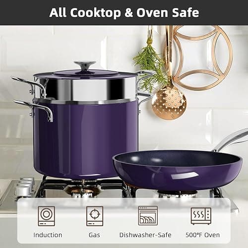 Nuwave Lux 13pc Forged Lightweight Cookware Set PFAS Free, Healthy G10 Duralon Ceramic Coating, Ultra Non-Stick, Stay-Cool Handles, Works on All Cooktops & Induction Ready thumbnail 5