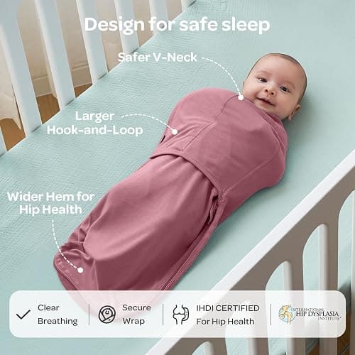 Momcozy Swaddles for Newborns, Quiet Fastener Suitable for Infant 0-3 Months, New-Parent-Friendly Swaddle Sack, Reduce Startle Reflex, Newborn Boys Girls Registry Essentials, 2-Pack, Bloom thumbnail 4