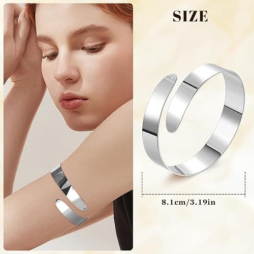 NICEIGHT 3Pcs Arm Cuff for Women Open Upper Arm Cuff Bangle Armlet Gold Silver Adjustable Armband Arm Bracelet Set thumbnail 5