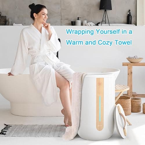 Keenray Towel Warmer for Bathroom, Towel warmer bucket with Heating Progress Bar, Fragrance Disc Holder, Leather handle, Auto Shut-off Towel Bucket Fits Up to Two 40" x 70" Towels, Bathrobes, Blankets thumbnail 7