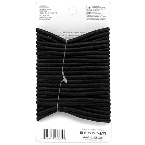 Scunci Thick Hair Black Elastics, All day strong hold No-Damage, 5mm thickness, 24-Pieces per pack (2-Pack) thumbnail 4
