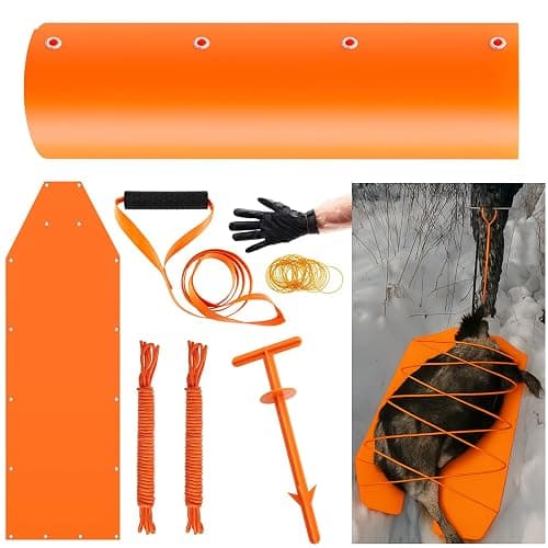 Lunmon Heavy Duty Deer Drag Sled - 1.2 mm Thickened Tear-resistant Hunting Sled Hauler, Complete Deer Cart Game Accessories (includes Gloves & Gutting Kit Tool), Christmas Hunting Gifts for Men Hunter - Image 1