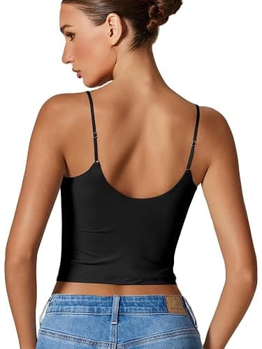 Avidlove Women Sexy V Neck Tank Top Spaghetti Strap Y2K Going Out Basic Cami Shirt thumbnail 2