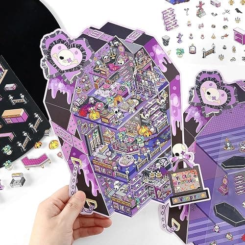 3D House Scene Stickers 10 Sets Large Size Room Sticker Book for Adults Funny Cute Miniature Scene Stickers Gifts for Family Friend thumbnail 9