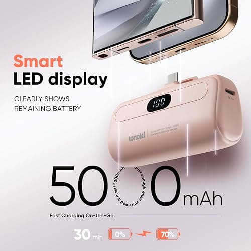 Portable Charger for iPhone 15/16 Series, Android USB C, 5000mAh, Small Power Bank Pink, Fast Charging Battery Pack, Mini Phone Charger for Samsung (Pink, USB Type C) thumbnail 4