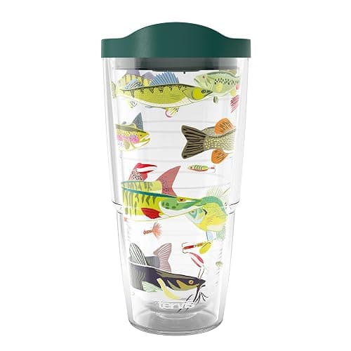 Tervis Freshwater Fish and Lures Made in USA Double Walled Insulated Tumbler Travel Cup Keeps Drinks Cold & Hot, 24oz, Classic - Image 1