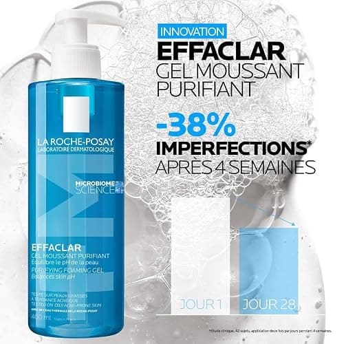 La Roche-Posay Effaclar Gel Moussant Purifiant, Nettoie en douceur & Matifie, Formule Sans Savon, pH physiologique, Pour Peaux Grasses à Tendance Acnéique, 400ml thumbnail 6
