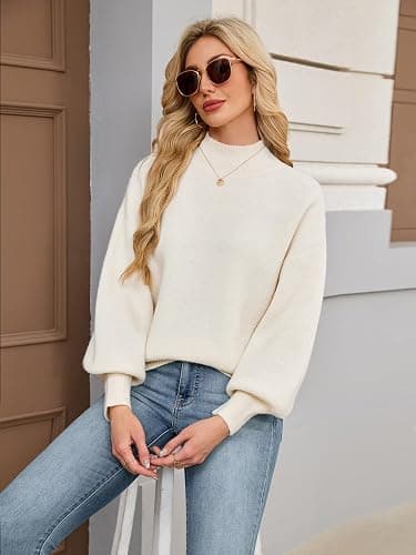 Libsorge Womens Oversized Cute Checkered Sweater Fall 2025 Trendy Preppy Chunky Knit Mock Neck Long Sleeve Pullover Sweaters thumbnail 6