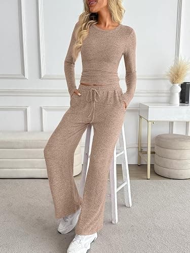 LILLUSORY Womens 2 Piece Matching Lounge Sets 2025 Fall Fashion Knit Sweater Airport Travel Vacation Outfits Gym Sweatsuits thumbnail 3