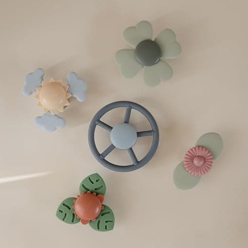 mushie Wheel Suction Spinner Toy | Toddler Sensory Toys for Bath & Play thumbnail 2