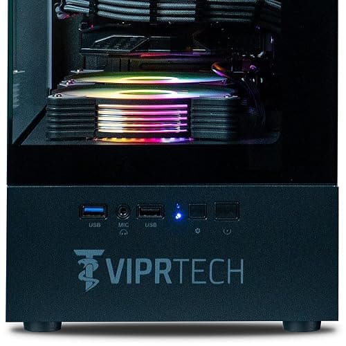 ViprTech Stryker 3.0 Gaming PC - AMD Ryzen 7 (4.1GHz Liquid Cooled), RTX 3060 12GB, 16GB DDR4 RAM, 1TB SSD, 700W PSU, WiFi BT, Win 11 Pro, RGB, Desktop Computer Prebuilt, Black thumbnail 6