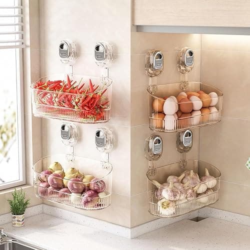 Firmstaunch Suction Cup Storage, Firmstaunch Wall Organizer, No-Drill Bathroom Suction Storage Box–large Capacity & Strong Load-Bearing, Plastic Shower Caddy Portable (Q) - Image 1