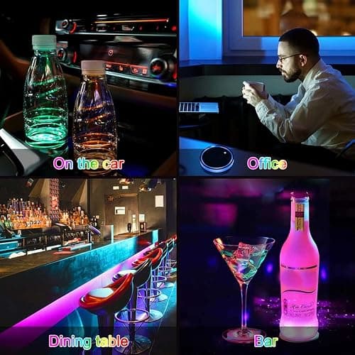 2PCS LED Car Cup Holder Lights, Light up Car Coasters for Cup Holders | 7 Colors Changing USB Charging Mat Waterproof Cup Pad, Car Gifts for Men & Women thumbnail 7