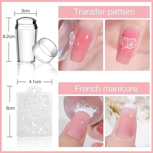 Biutee Nail Art Stamping Plates Set 10PCS French Line Stamp Templates, Nail Stamping Kit with Silicone Nail Stamper for DIY Print Manicure Salon Design Gift In Home thumbnail 2