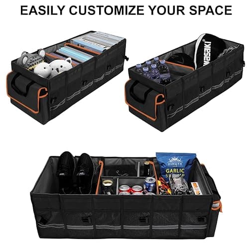 Car Trunk Organizer and Storage with Lid & Removable Leakproof Cooler Bag, Car Accessories 6 Removable Dividers for Custom Space, Collapsible Large Trunk Organizers Interior for SUV Sendan with Cover thumbnail 4