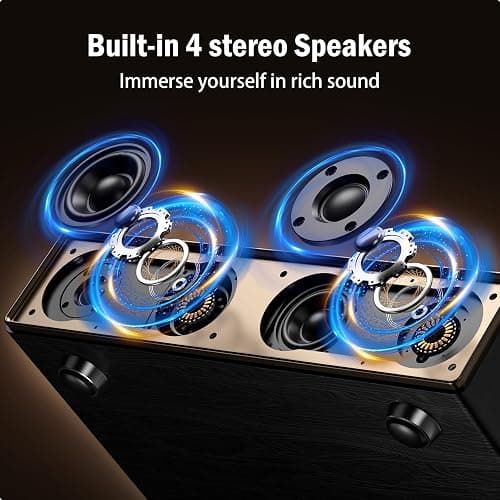 1 BY ONE High Fidelity All-in-One Record Player, Vinyl Turntable | Built-in Speakers, Magnetic AT-3600L Cartridge, RCA Output, Belt Drive, Bluetooth Input, Auto Stop, Phono Preamp,Black Walnut thumbnail 5
