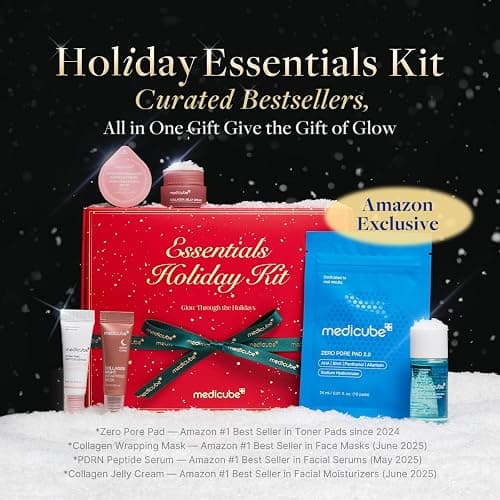 medicube Essentials Holiday Kit | 6-in-1 Mini Skincare Gift Set | Amazon Exclusive Trial Sizes for Radiant Skin | Travel Kit & Stocking Stuffers with Cleansing Oil, Toner Pads, Serum, Cream & Mask thumbnail 2