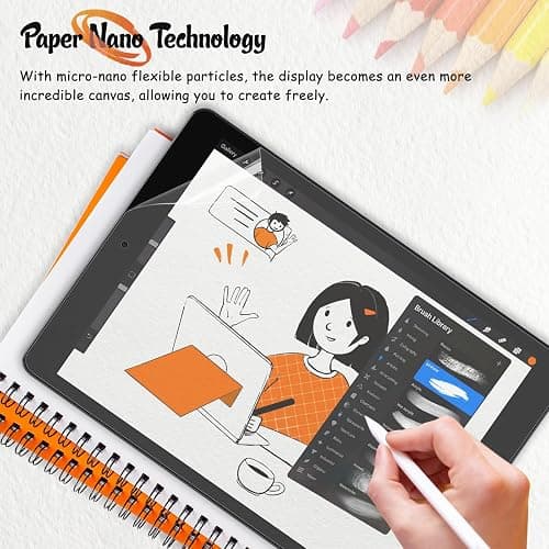 KCT 2 Pack Paperfeel Screen Protector Compatible with iPad 9th/8th/7th (10.2-Inch, 2021-2019), Matte PET Film, Anti Glare, Compatible with Apple Pencil thumbnail 5