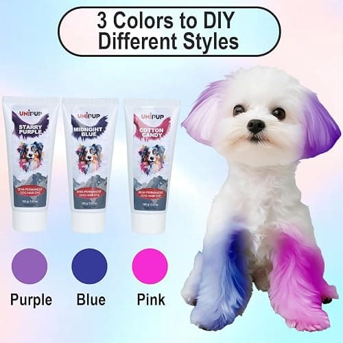 UNIPUP Semi-Permanent Dog Hair Dye Safe and Gentle Pet Hair Dye for Dogs, Cats and All Pets U-PHD02（Cotton Candy thumbnail 3