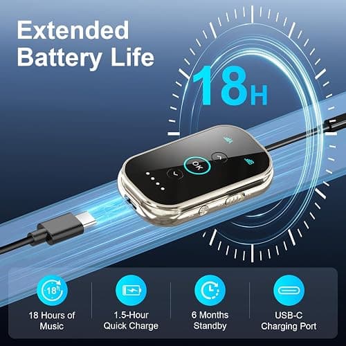 Ultra Xmagpot Bluetooth 5.4 Transmitter Receiver - CNC Aluminum & Ceramic Glass | Dual Link for 2 AirPods/Headphones | aptX Adaptive/HD Audio | Wireless Transmitter for Airplane/TV/Car/Gym thumbnail 6