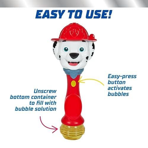 Little Kids Paw Patrol Marshall Light and Sound Musical Bubble Wand, Includes Bubble Solution thumbnail 4