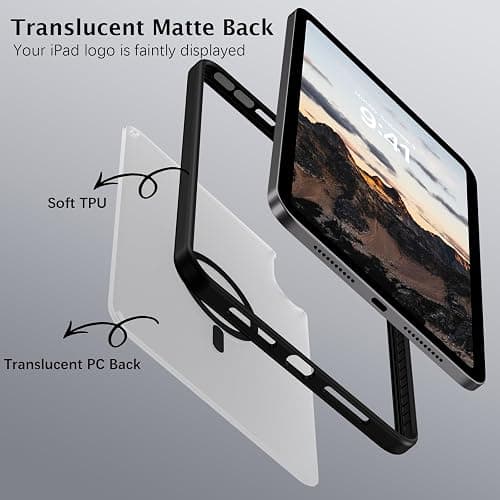 Telaso for iPad mini 7 A17 Pro 2024/iPad Mini 6 2021 8.3 Inch iPad mini 7th/6th Gen Magnetic Case, Translucent Matte Back Soft TPU Bumper Military Grade Protective Case for iPad mini 7/Mini 6, Black thumbnail 5