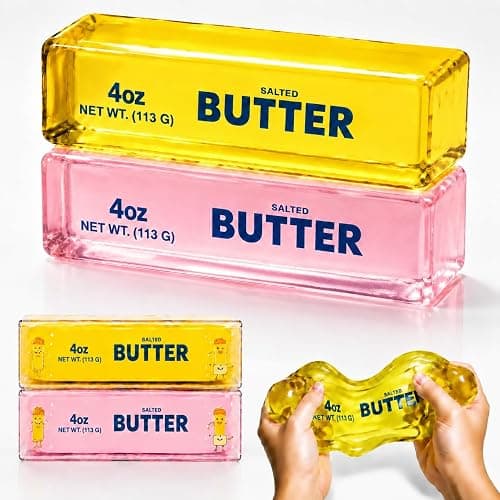 2Pcs Butter Squishy Toys, Moldable Coconut Oil Butter Squishy Fidget Toys | Slow Rising Squishy Toys, Yellow and Pink Butter Squishies, Help Stress Toys, Odor-Free, Soft, Quiet and Fun to Squeeze, Gift - Image 1