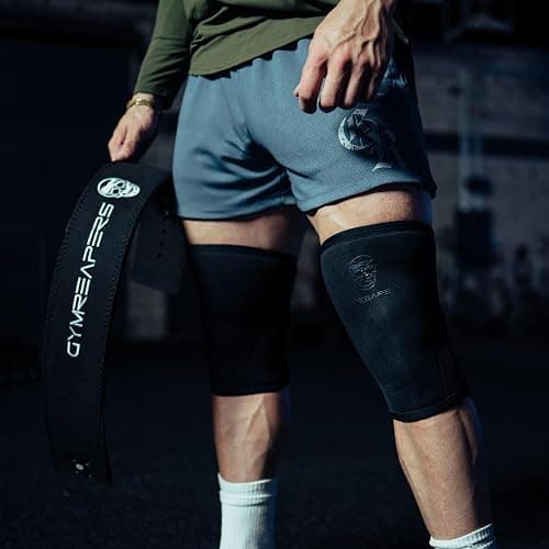 Gymreapers Knee Sleeves (1 Pair) With Gym Bag - IPF Approved - Knee Compression Sleeve Support for Squats, Weightlifting, and Powerlifting 7MM Neoprene Sleeves - 1 Year Warranty (Black/Black, Medium) thumbnail 6
