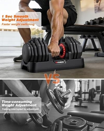 Rendpas Adjustable Dumbbell 55/80LB with Weight Bench, Home Gym Set thumbnail 6