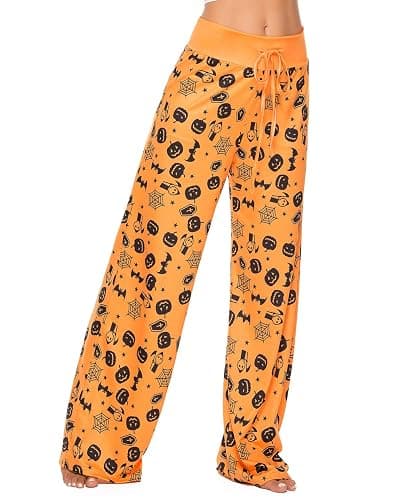 Halloween Pajama Pants for Women Spooky Pumpkin Ghost Lounge Bottoms Pjs | Pumpkin Ghost Print,Spooky Fall Jammies,Soft Lounge Bottoms,Cozy Sleepwear,Halloween Party,Comfy Sleep Pj，Cute Jammies thumbnail 4