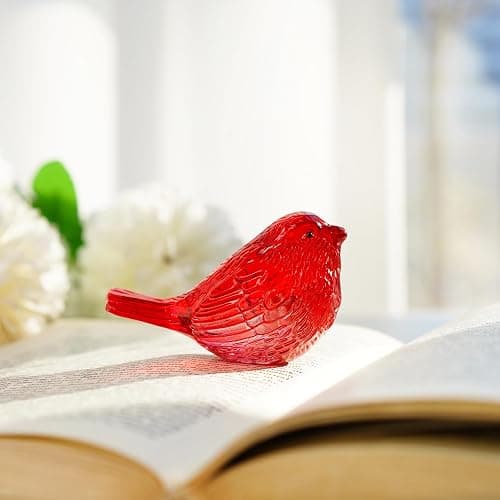 H&D HYALINE & DORA Crystal Handmade Red Bird Figurine Gifts for Bird Lovers Women Men Blown Glass Birds Collectible Figurines for Desk Table Home Office Decor thumbnail 7