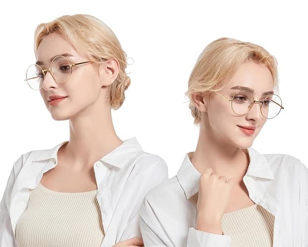 PLAY BLING Big 2-Inch Clear Lens Round Glasses Set of 3 Cosplay Metal Frame Fake Circular Glasses Circle Eyeglasses for Adult Women Men thumbnail 4