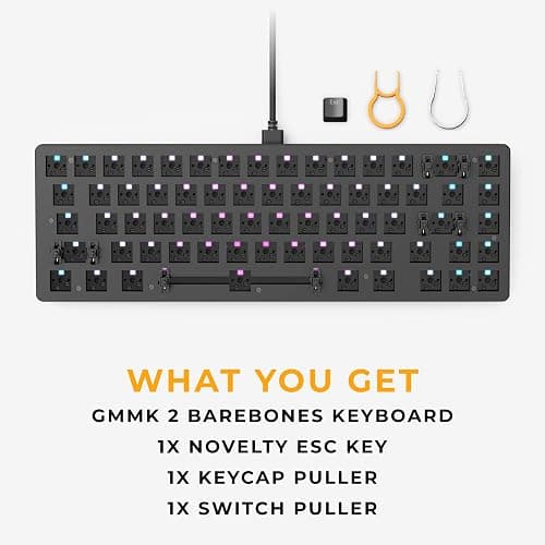Glorious Gaming GMMK 2 Compact 65% Barebones (Frame Only) - Mechanical Gaming Keyboard Frame, Compact TKL Size (65%), Aluminium, Customisable, Per Key RGB, American QWERTY Layout - Black thumbnail 7