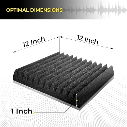 12 Pack Acoustic Panels 1 X 12 X 12 Inches – Acoustic Foam - Studio Foam Wedges - High Density Panels – Soundproof Wedges - Charcoal thumbnail 2