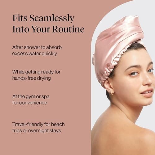 Kitsch Microfiber Hair Towel Wrap for Women - Satin Blush | Ultra Absorbent Microfiber Bath Towel for Wet, Curly, Long or Short Hair, Anti-frizz Hair Wrap thumbnail 7