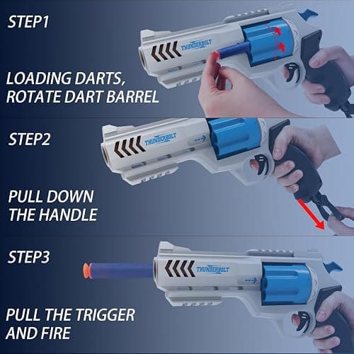 2 Pack Foam Dart Blaster Set for Kids with 40 Darts, 8 Dart Rotating Barrel, Kids Outdoor Games for Boys and Girls, Teens Ages 8+ thumbnail 5