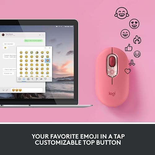 Logitech POP Mouse, Wireless Mouse with Customizable Emojis, SilentTouch Technology, Precision/Speed Scroll, Compact Design, Bluetooth, Multi-Device, OS Compatible - Heartbreaker Rose thumbnail 3