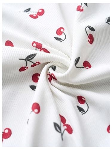 SOLY HUX Women's Plus Size Lace Trim Tops Cherry Print T Shirts Short Sleeve Fitted Aesthetic Tees Coquette Clothes thumbnail 5