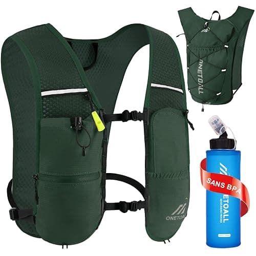 ONETOALL Gilet Hydratation Running Femme avec Flasque Running de 500 ML/Poche à Eau de 2L, Sac Hydratation Running Homme Léger 6L, Gilet Trail pour Jogging Vélo Marathon Moto, 150 g - Image 1