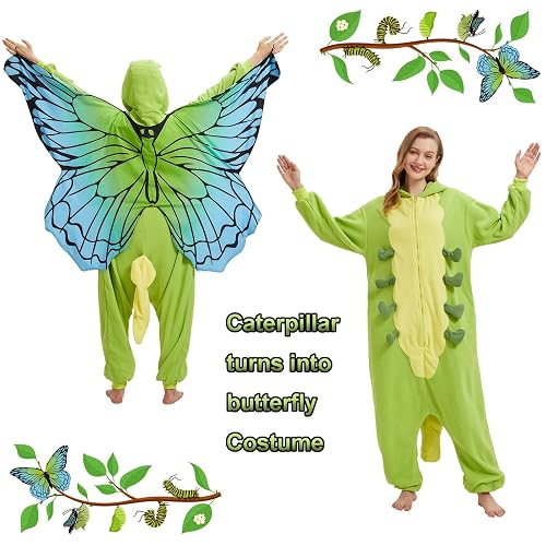 AMAMHAHAVA Caterpillar to Butterfly Onesie Pajamas for Adults, Transformative Onesie Pajamas for Halloween & Christmas thumbnail 5